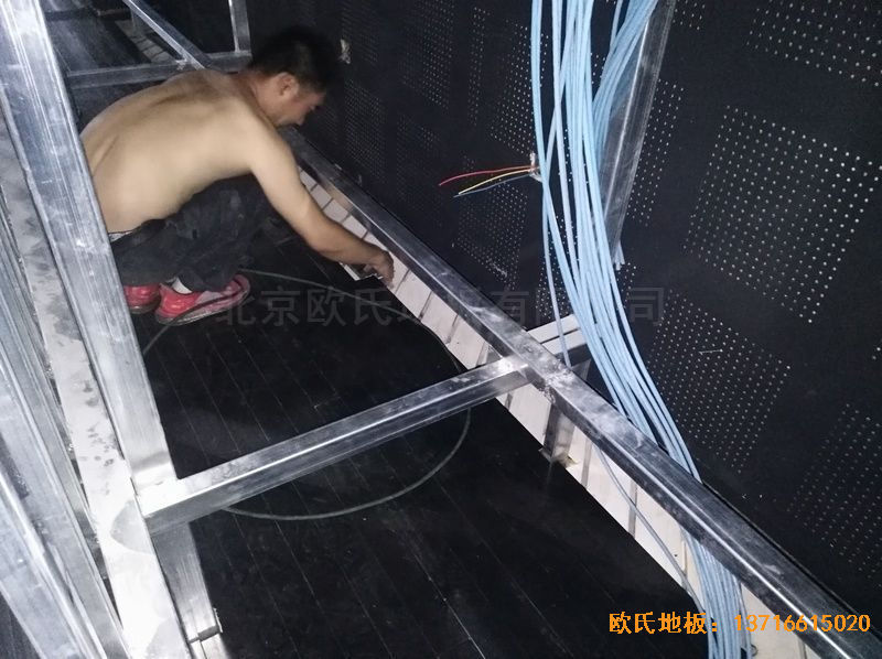 河北廊坊益田同文學校舞臺運動木地板安裝案例