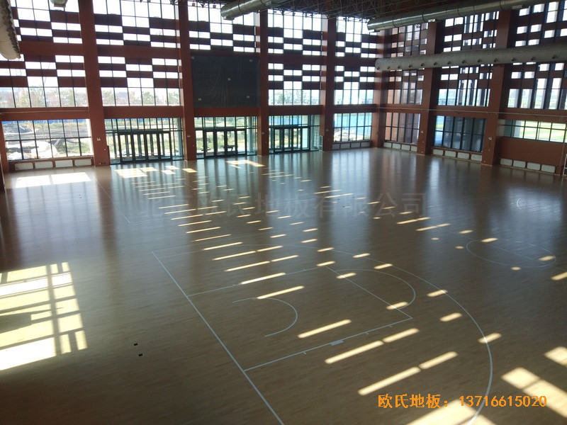 河北工程大學新校區籃球館體育地板施工案例5