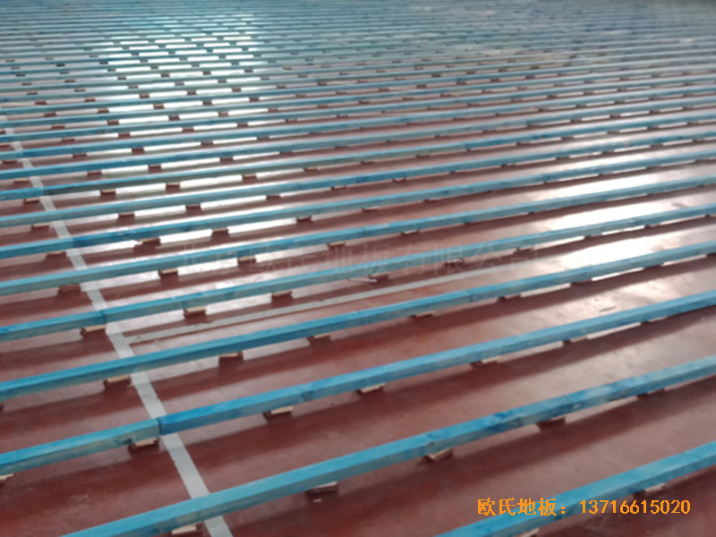 河北滄州體育學校籃球館體育木地板安裝案例1