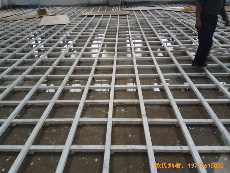 濟南中區十三中學籃球館體育木地板施工案例1