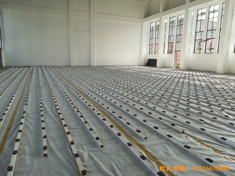 浙江臺州溫嶺消防大隊籃球館運動地板鋪裝案例1