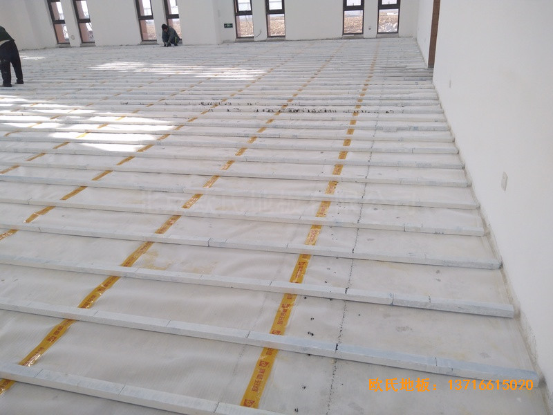 浙江寧波象山分校籃球館體育木地板鋪裝案例1