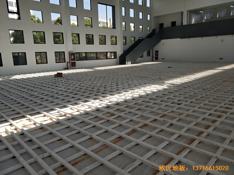 浙江寧波高新消防大隊籃球館體育木地板安裝案例1