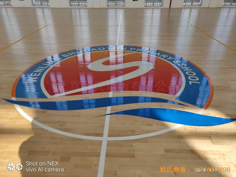 浙江溫嶺石橋頭中心小學籃球館運動地板安裝案例4