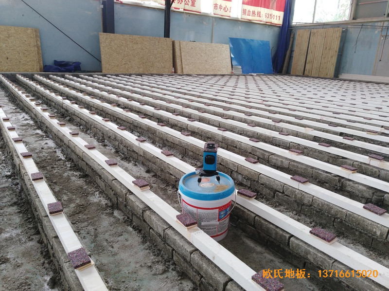 湖北黃石黃金海灣籃球訓練館體育地板鋪設案例1