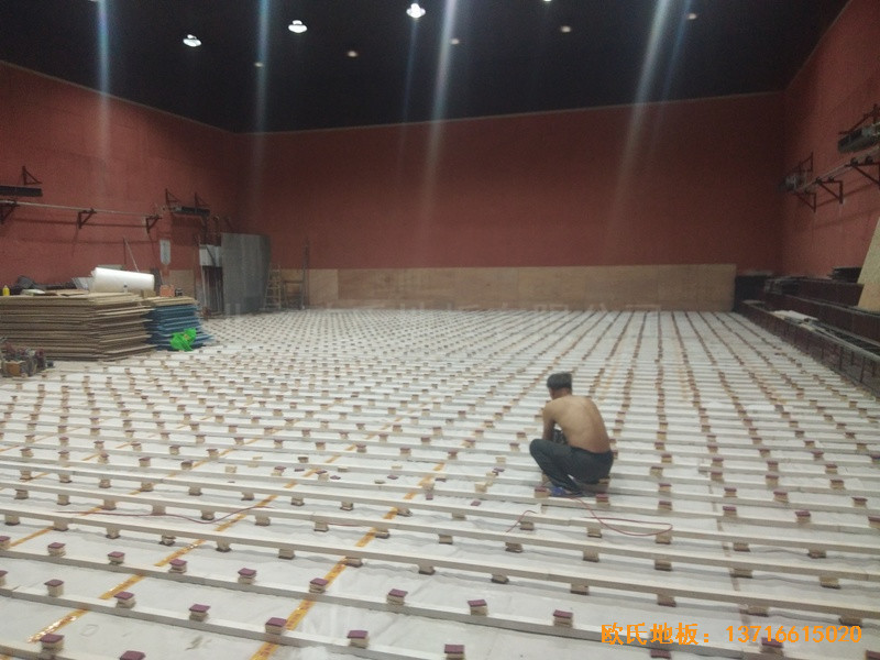 石家莊青園街電信營業廳對面籃球館運動木地板施工案例2