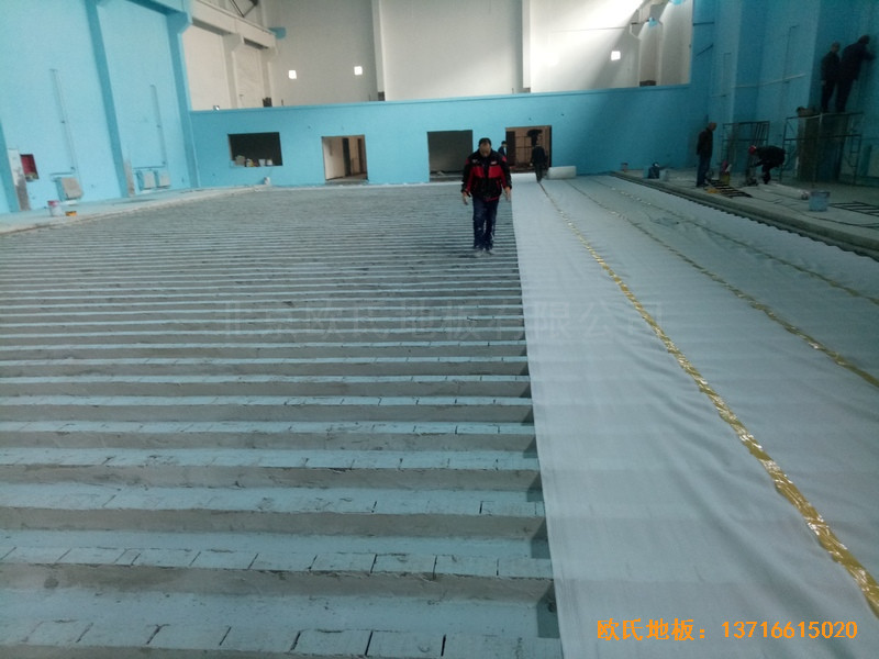 鄭州棗莊熱力分公司體育館體育木地板鋪設案例1