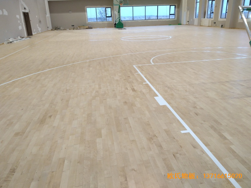 內蒙古通遼富力城籃球館運動木地板施工案例4