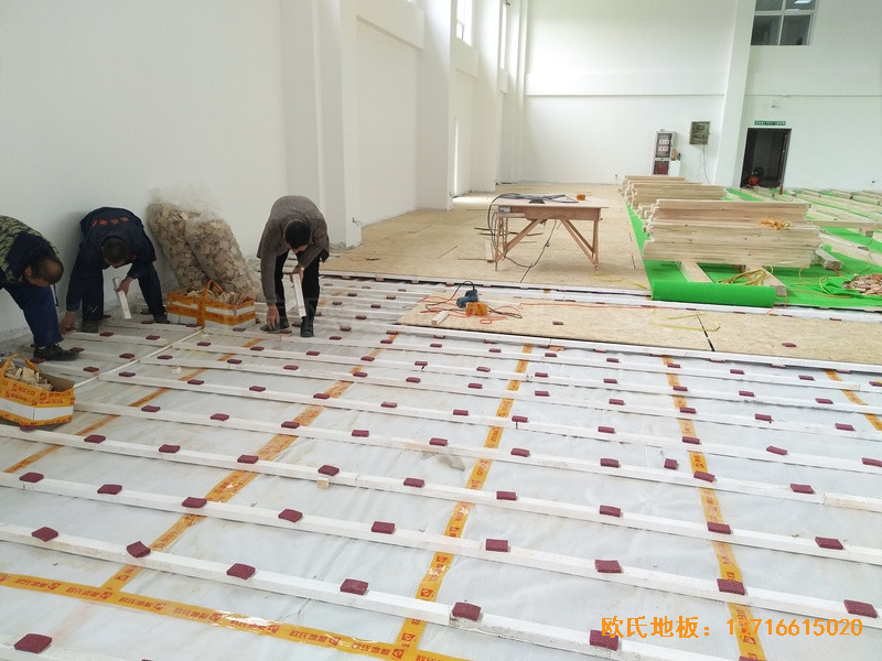 南京浦口黨校籃球館運動地板鋪設案例1