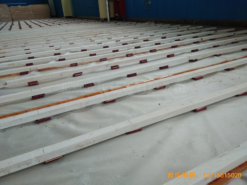 山東李滄徐水路小學籃球館體育地板施工案例1